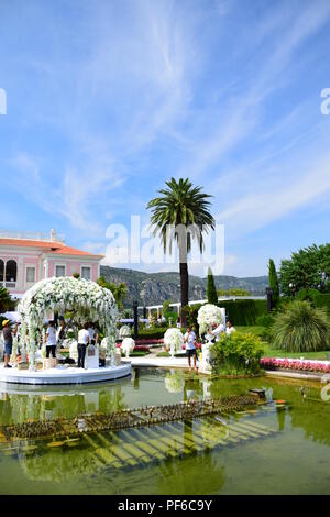 Grundstück und die Umgebung der Villa Ephrussi de Rothschild auf Cap Ferrat, Cote d'Azur, Frankreich Stockfoto