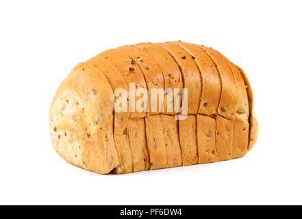 Vollkornbrot auf weißem Hintergrund Stockfoto