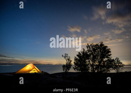 Camping auf Insel Örskär, Kirkkonummi, Finnland, Europa, EU Stockfoto