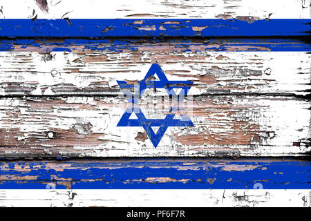 Flagge Israel über ein stumpfes Holz- Hintergrund Stockfoto