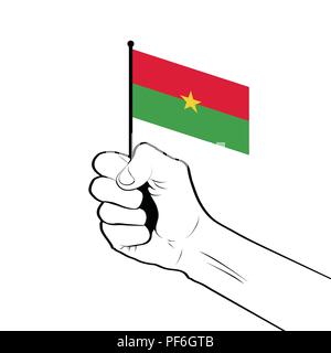 Geballte Faust in die Luft halten die Nationalflagge von Burkina Faso angehoben Stock Vektor