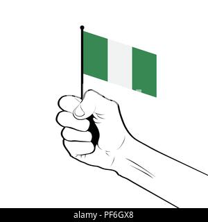 Geballte Faust in die Luft halten die Nationalflagge von Nig angehoben Stock Vektor