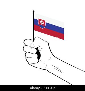Geballte Faust in die Luft halten die Nationalflagge von Slo angehoben Stock Vektor