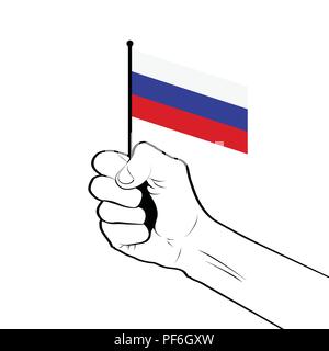 Geballte Faust in die Luft halten die Nationalflagge von Rus angehoben Stock Vektor