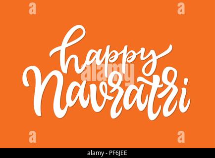 Happy navratri-vector Hand gezeichnet Brush Stift Schriftzug Stock Vektor