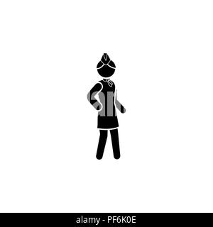 Stewardess Symbol Vector schwarz auf weißem Hintergrund Stock Vektor