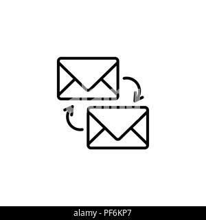Web Symbol Leitung. Die Synchronisierung von Nachrichten, schwarz auf weißem Hintergrund Stock Vektor