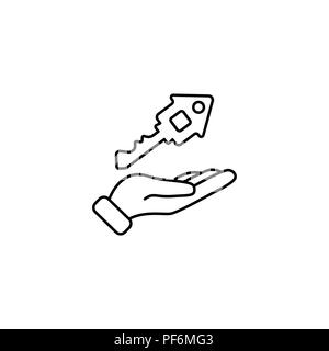 Web Symbol Leitung. Schlüssel in der Hand, schwarz auf weißem Hintergrund Stock Vektor