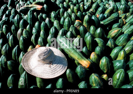 Managua, Nicaragua, Juni 1986. Orientalischer Markt, dem größten Markt in der Hauptstadt - Papayas zum Verkauf. Stockfoto