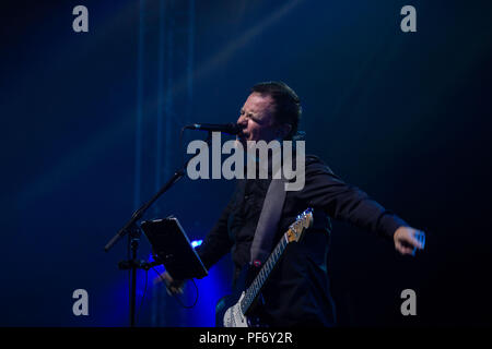 Glanusk Park, Brecon, Wales, 19. August 2018. Tag 3 des Green man Musikfestivals in den Brecon Beacons Mountains in Wales. David Gedge von Indie-Musik-Legenden The Wedding Present spielt das Far Out Tent. Quelle: Rob Watkins/Alamy Live News Stockfoto