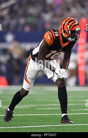 18. August 2018: Cincinnati Bengals wide receiver A.J. Grün (18) Während der NFL Football Spiel zwischen den Cincinnati Bengals und die Dallas Cowboys bei AT&T Stadium in Arlington, Texas. Shane Roper/Cal Sport Media Stockfoto