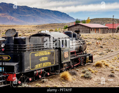 Old Patagonian Express La Trochita, Dampfzug, Nahuel Pan Bahnhof, Provinz Chubut, Patagonien, Argentinien Stockfoto