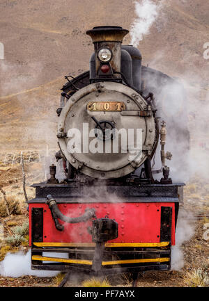 Old Patagonian Express La Trochita, Dampfzug, Nahuel Pan Bahnhof, Provinz Chubut, Patagonien, Argentinien Stockfoto