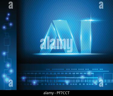 AI Schreiben digitale Künstliche Intelligenz und großen Daten Machine Learning Business System Konzept. Vector EPS Abbildung 10 Stock Vektor