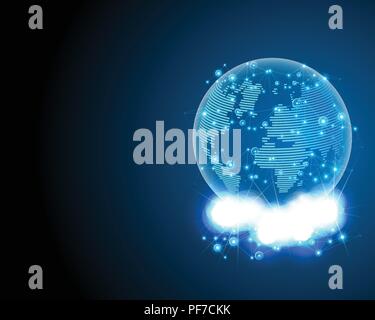 Global Computer Netzwerk und Cloud Computing Business Transaction data storage technologie Konzept, Vector Illustration eps 10. Stock Vektor