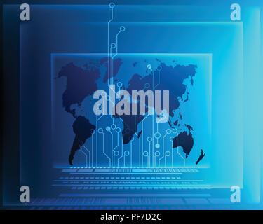 Karte World Cyber bigdata digital Online System transformation Network connection Business Zone online. Vector EPS Abbildung 10 Stock Vektor
