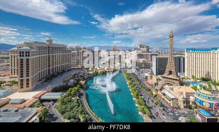 Las Vegas Strip Skyline am sonnigen Sommertag Stockfoto