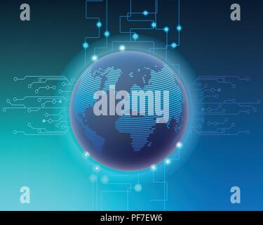 Karte World Cyber Data Transformation internet Network connection Business Zone online mit schaltzeichen. Vector EPS Abbildung 10 Stock Vektor