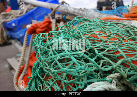 Fischernetze. Whitstable, Kent, England Stockfoto