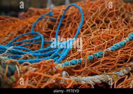 Fischernetze. Whitstable, Kent, England Stockfoto