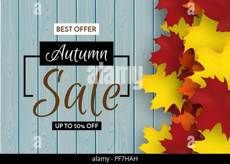 Herbst design Verkauf Banner. Herbst Sale vektor Poster oder Flyer Stock Vektor