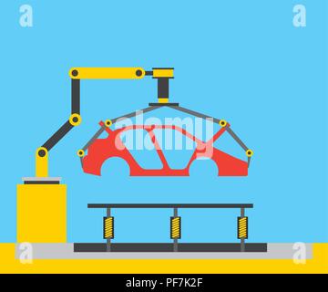 Körper des Autos am Fließband das Förderband Stock Vektor