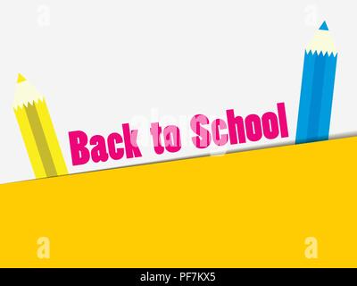 Zurück zu Schule. Bunte Bleistift, Banner. Beginn des Schuljahres. Vector Illustration Stock Vektor