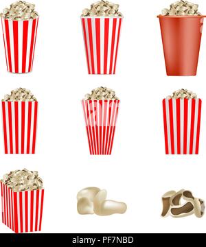 Popcorn Cinema Box Mockup, realistischen Stil Stock Vektor