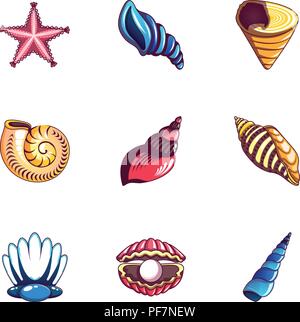 Cockleshell Symbole, Cartoon Stil Stock Vektor