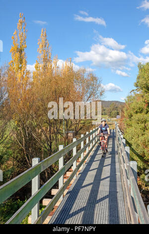 Radfahren auf der North East Rail Trail Stockfoto
