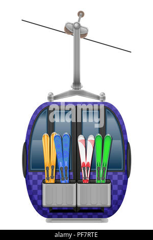 Hütte ski Seilbahn Vector Illustration auf weißem Hintergrund Stockfoto