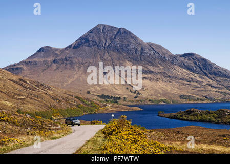Cul Beag und Loch Lurgainn von der malerischen Straße nach Achiltibuie,, Coigach Wester Ross, Scottish Highlands, Schottland Großbritannien gesehen Stockfoto