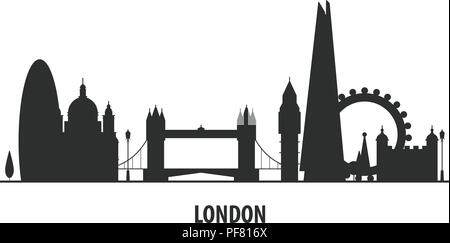 London City Skyline - stadtbild Silhouette mit Referenzmarken Stock Vektor