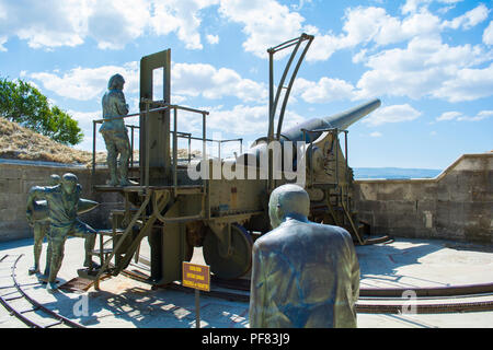 Canakkale, Türkei - 10. August 2018: Corporal Seyit Statue ist eine wichtige militärische Person der Türkischen Unabhängigkeitskrieg in Gallipoli, Canakkale, Türkei Stockfoto