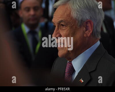 Sebastian Piñera Präsident von Chile im Rahmen der VIII Gipfel der Amerikas. Die Veranstaltung findet am 14. und 13rd April, 2018 in Lima, Peru, und hat als sein zentrales Thema: "demokratische Governance gegen Korruption". Stockfoto