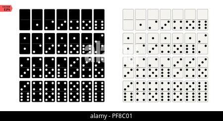 Schwarze und weiße Domino voll im flachen Design Stil. Vector Illustration Stock Vektor