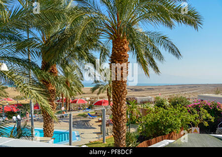 Das Schwimmbad im Kibbutz Ein Gedy, Totes Meer, Israel Stockfoto