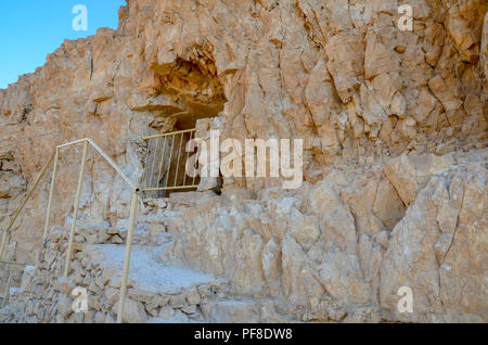 Israel Masada, die Befestigungsanlagen und die Wände um die Metzada Metzada Festung, ist der Standort der alten Paläste und Festungen in Israel auf o Stockfoto