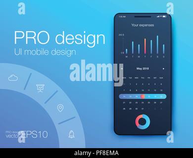 Wetter UI. Material Design. Vektor illustration Stock Vektor