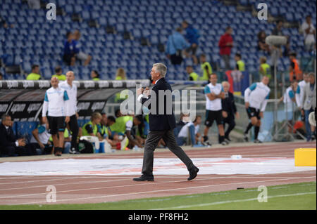 Italien. 18 Aug, 2018. Carlo Ancelotti während der italienischen Serie A Fußballspiel zwischen S.S. Lazio und S.S.C. Napoli im Olympiastadion in Rom, am 18. August 2018. Credit: Silvia Loré/Pacific Press/Alamy leben Nachrichten Stockfoto