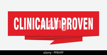 Klinisch erwiesen. Klinisch bewährte Papier origami Sprechblase. Klinisch bewährte Tag. Klinisch bewährte Banner Stock Vektor