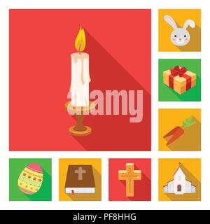 Ostern ist eine christliche Ferienwohnung Symbole im Set Sammlung für Design. Ostern attribute Vektor Symbol lieferbar Abbildung. Stock Vektor