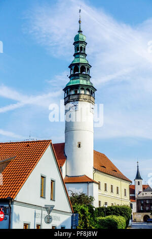 Chod Burg mit Turm in Domazlice, Region Pilsen, Tschechische Republik Stockfoto