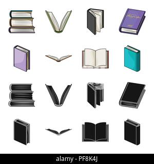 Verschiedene Arten von Büchern. Bücher set Sammlung Icons in Schwarz, Cartoon Stil vektor Symbol lieferbar Abbildung. Stock Vektor