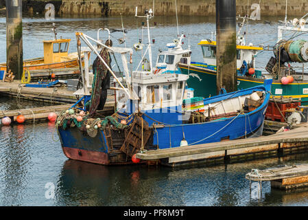 Bergerac, Frankreich - 22. Mai 2017: Fischerboote in den Hafen von Bergerac, im Norden der Halbinsel Cotentin, Frankreich. Stockfoto