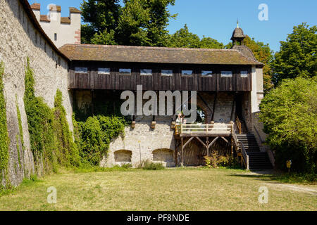 Alte Stadtmauer an Letziplatz, Basel, Schweiz. Stockfoto