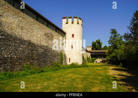 Alte Stadtmauer an Letziplatz in Basel, Schweiz Stockfoto