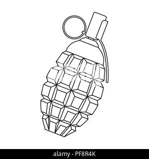 Granatensymbol skizzieren. Einzige Waffe Symbol aus der großen ammunitio, Arme skizzieren. Stock Vektor