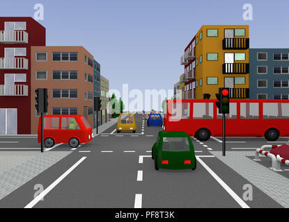 Mit roten Ampel kreuzung. 3D-Rendering Stockfoto