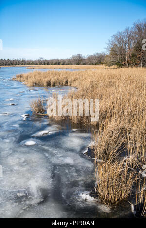 Der Chesapeake Bay zufriert entlang der Ufer des Newburg, Maryland. Stockfoto